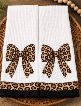 Bow hand towels (set of two) if you want the second towel continuous patterned and not the same as the first please list in notes