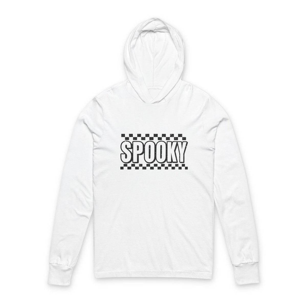 Black/white spooky Hooded Long Sleeve Tee