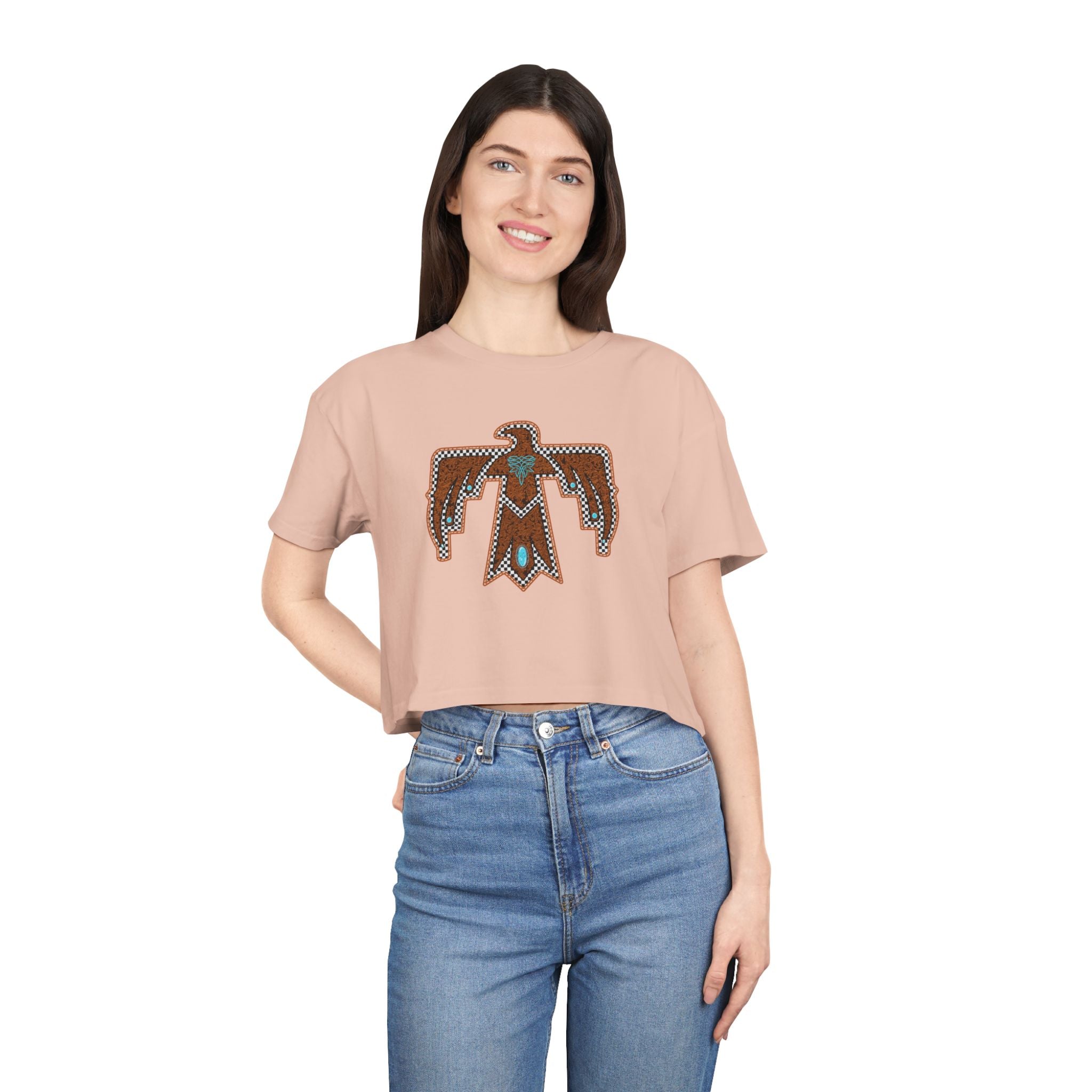 T-Bird Embossed Leather Cropped Tee