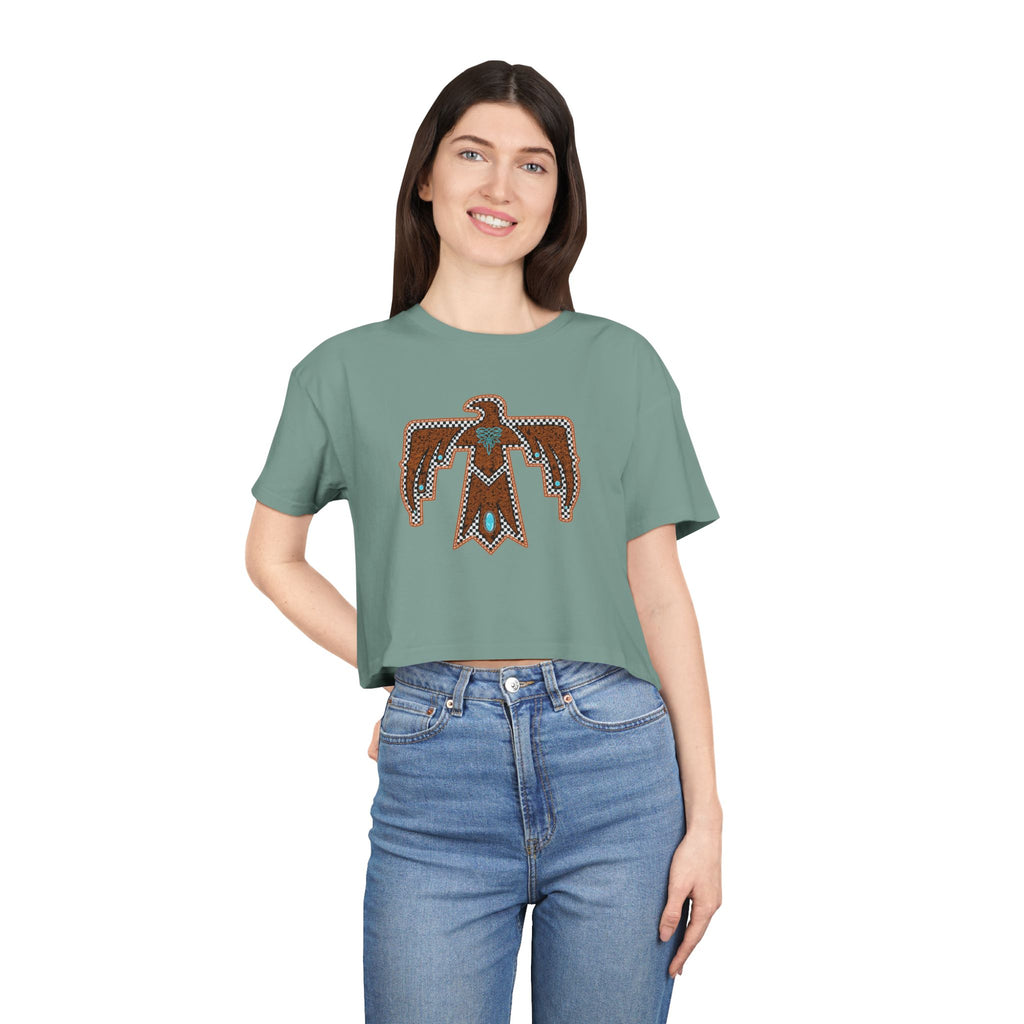 T-Bird Embossed Leather Cropped Tee