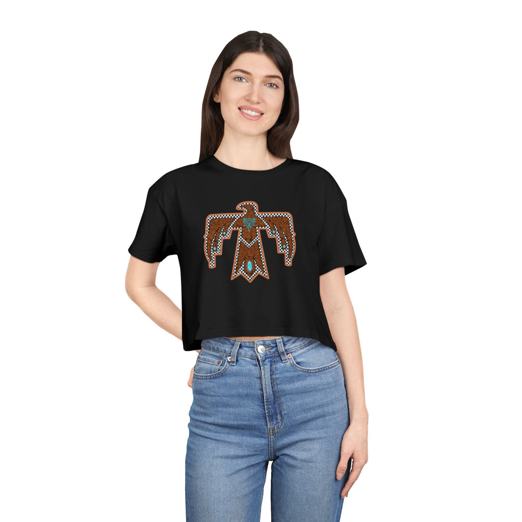 T-Bird Embossed Leather Cropped Tee