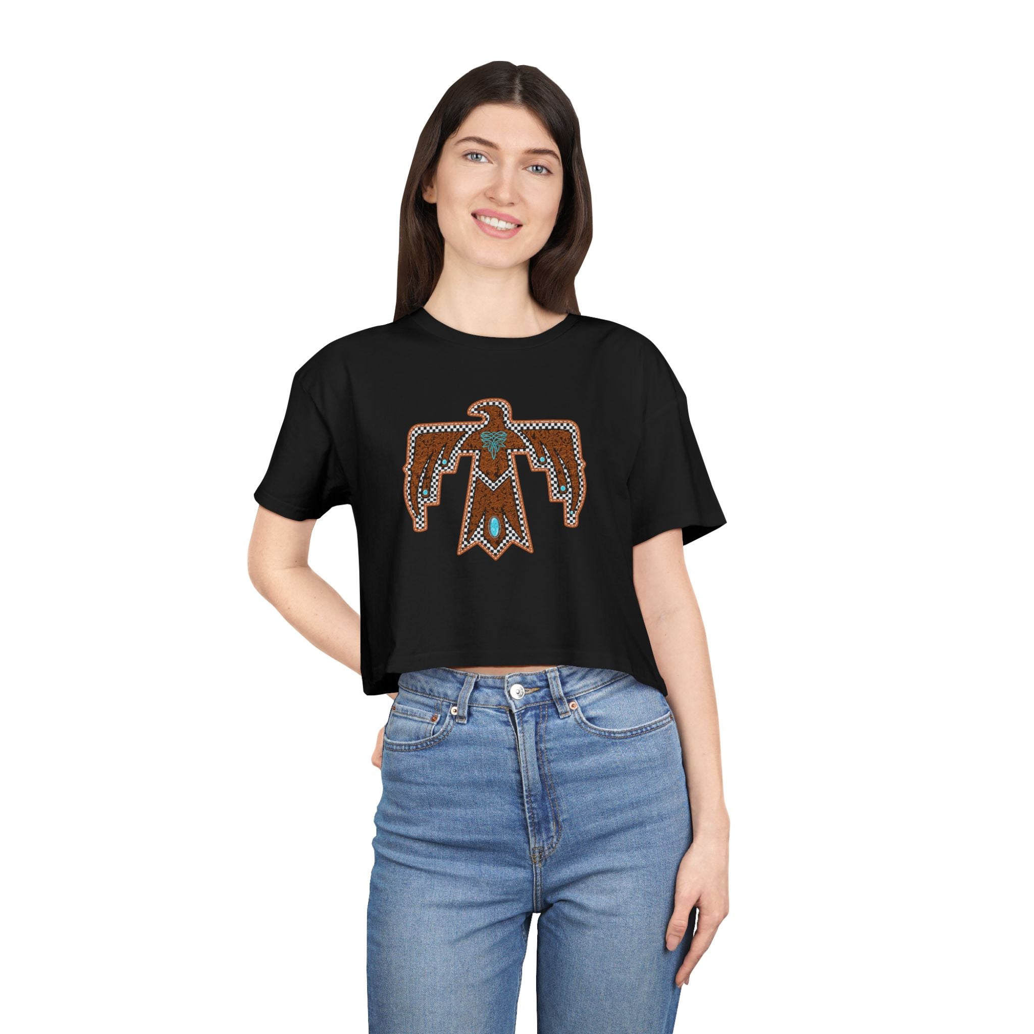 T-Bird Embossed Leather Cropped Tee