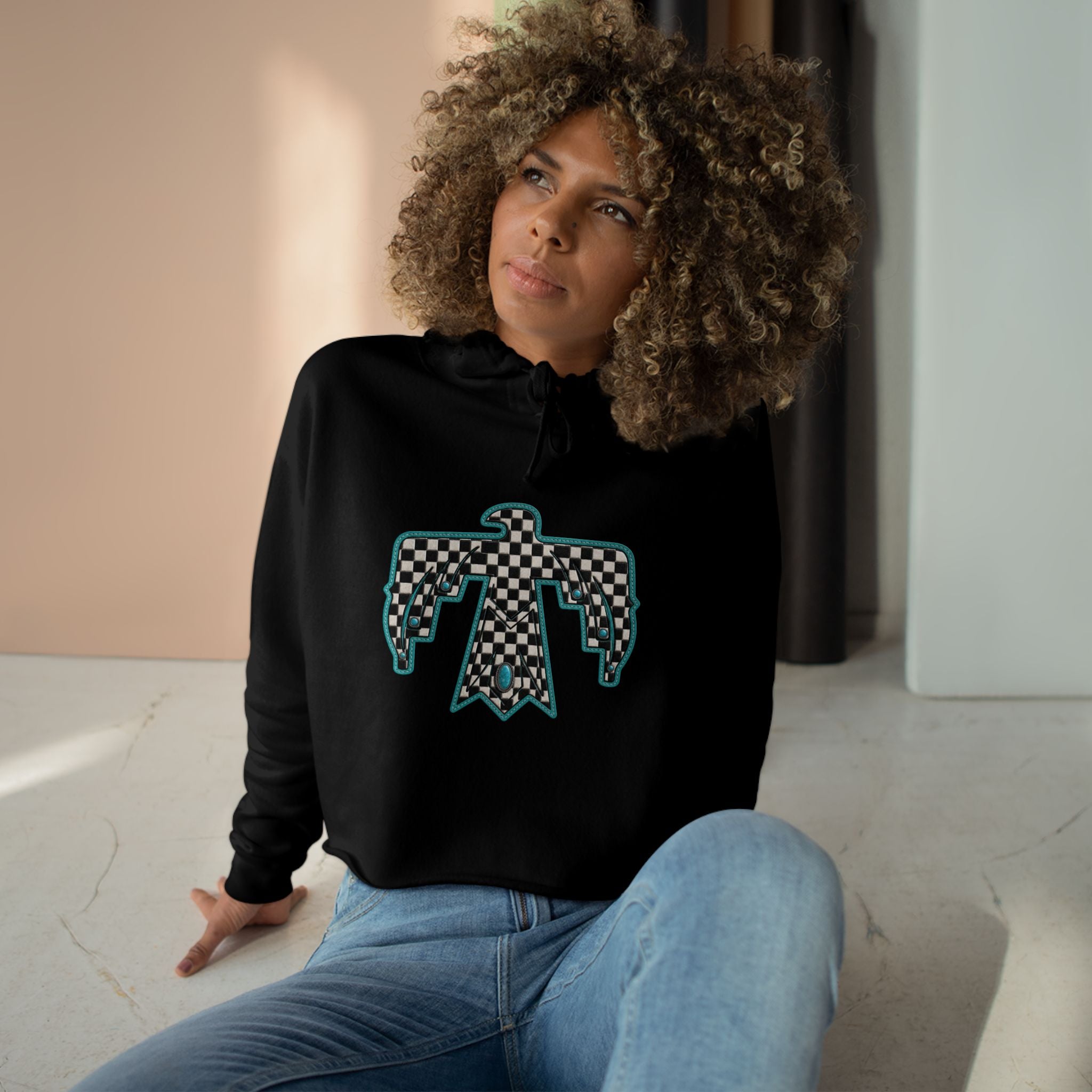T-Bird checkered cropped hoodie