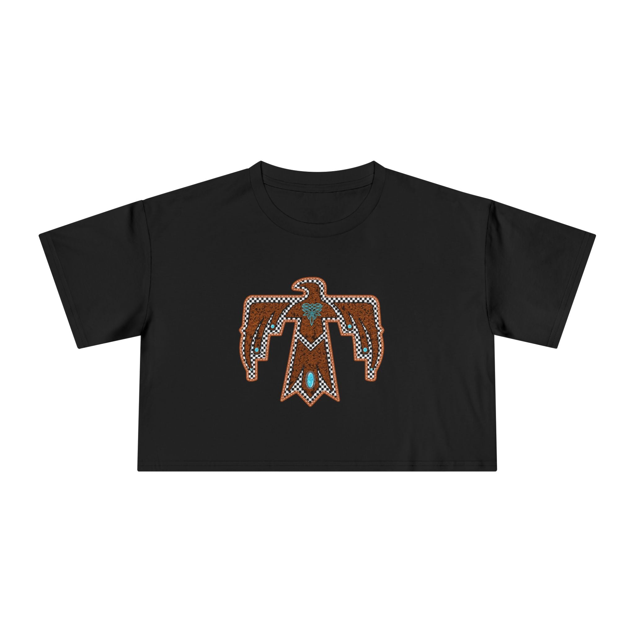 T-Bird Embossed Leather Cropped Tee