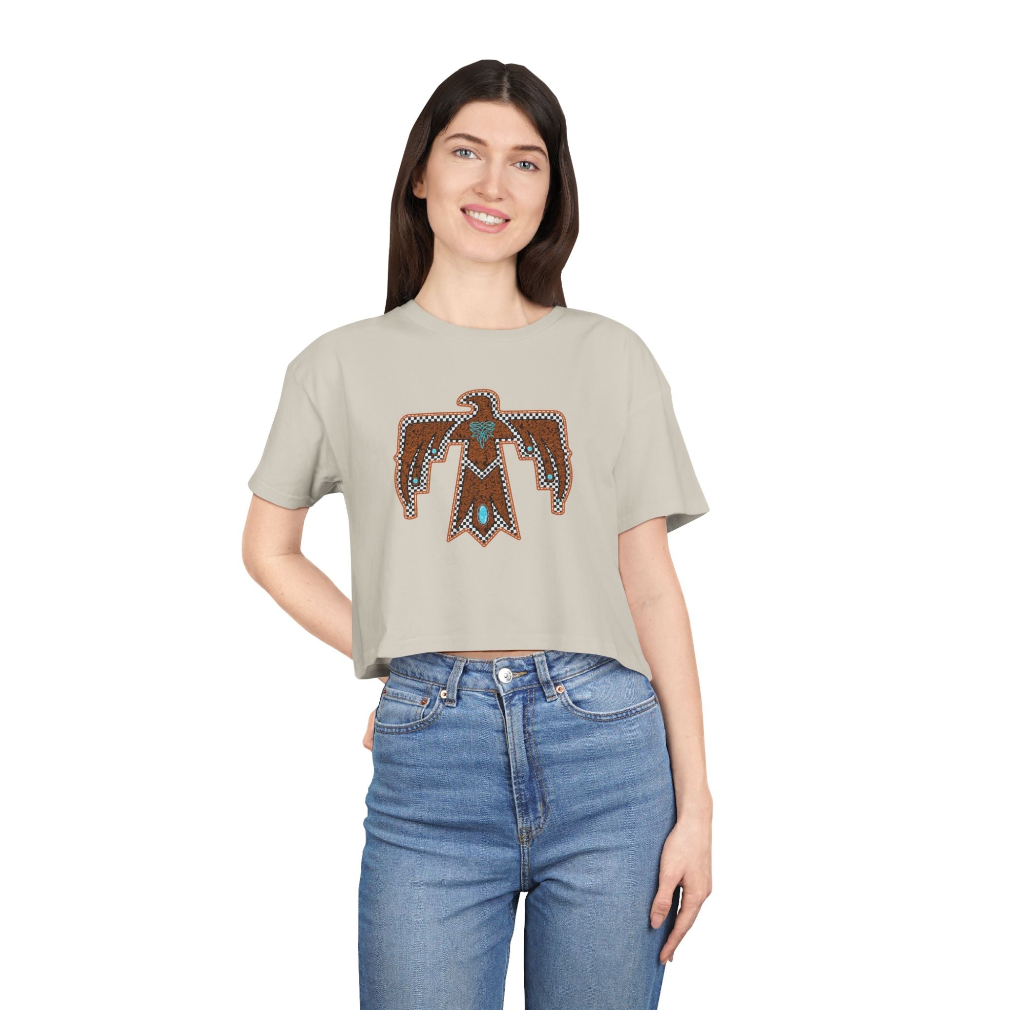 T-Bird Embossed Leather Cropped Tee