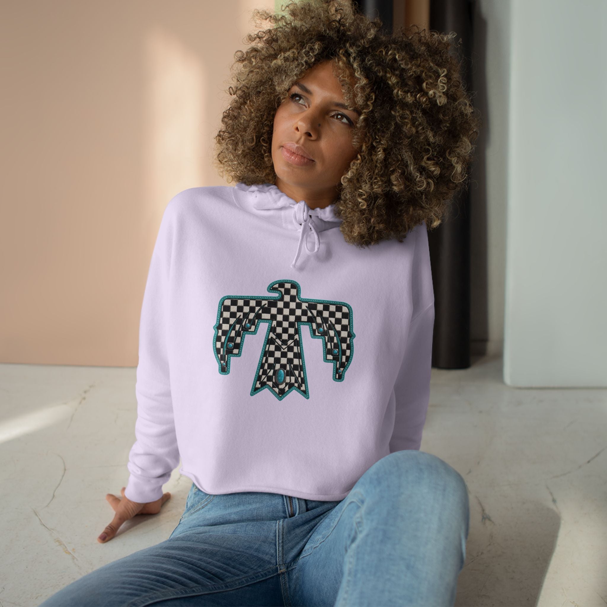 T-Bird checkered cropped hoodie