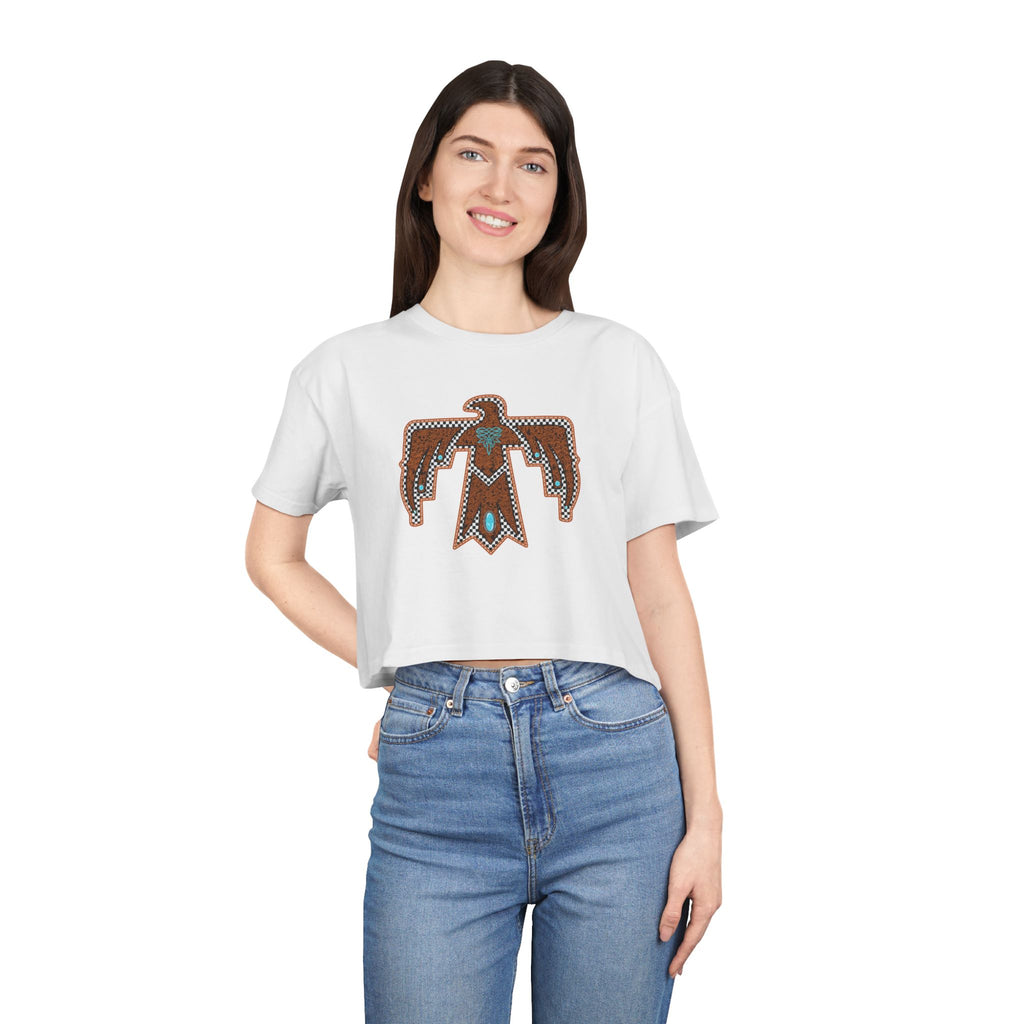 T-Bird Embossed Leather Cropped Tee