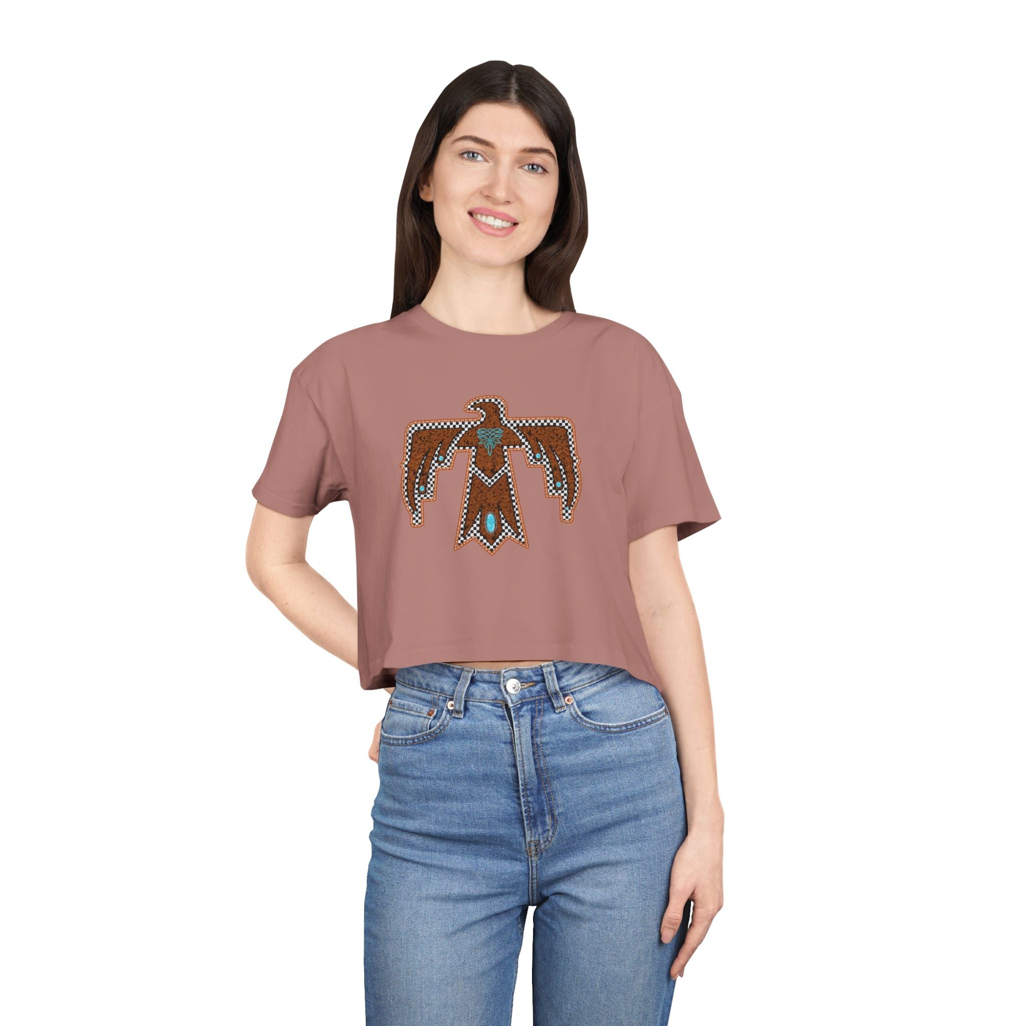 T-Bird Embossed Leather Cropped Tee