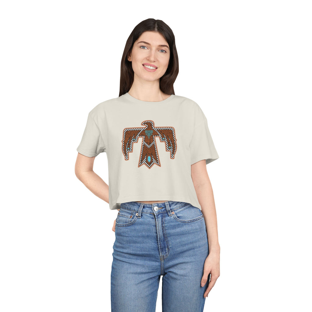 T-Bird Embossed Leather Cropped Tee