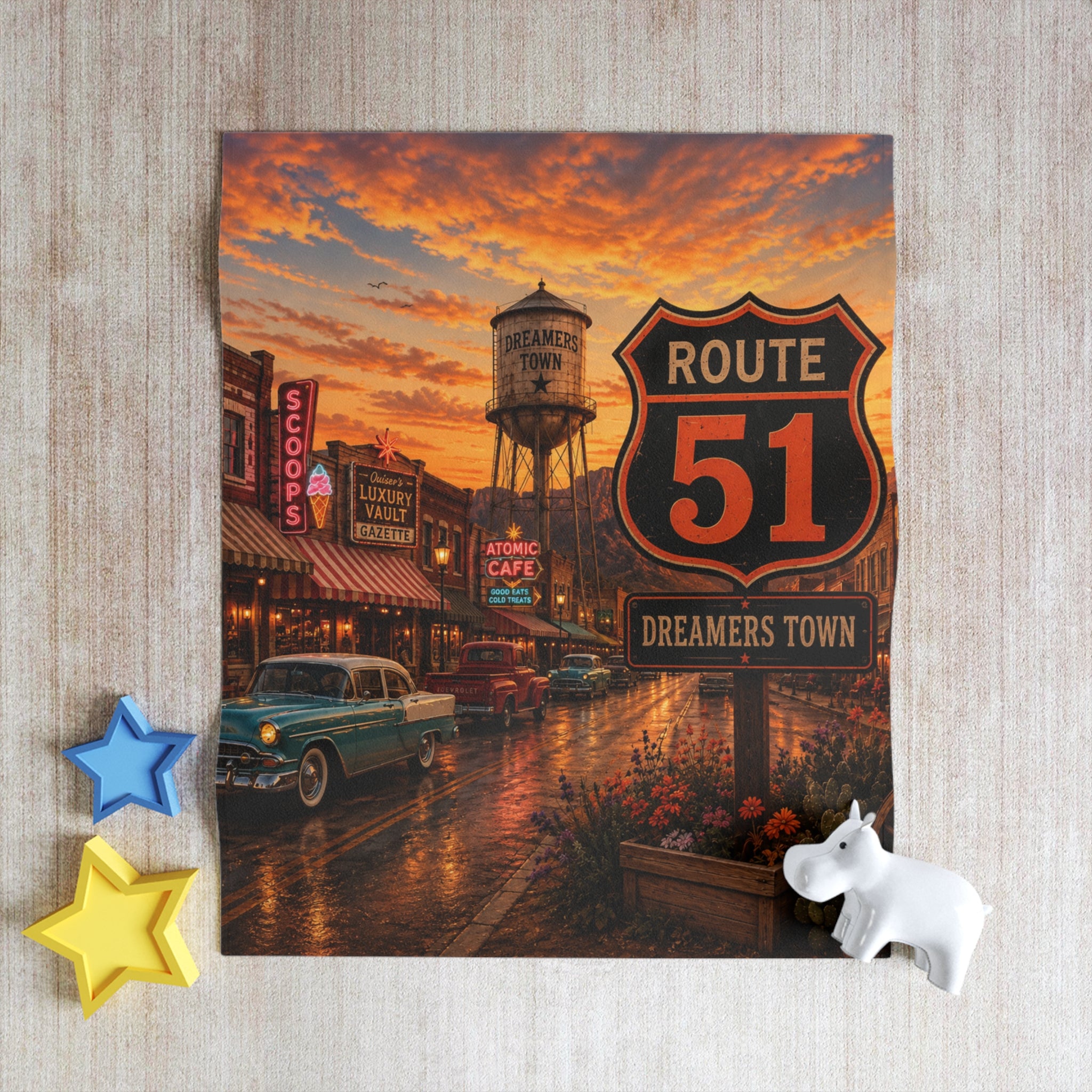 Dreamers Town Route 51 Throw Blanket