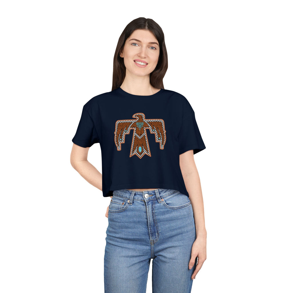 T-Bird Embossed Leather Cropped Tee