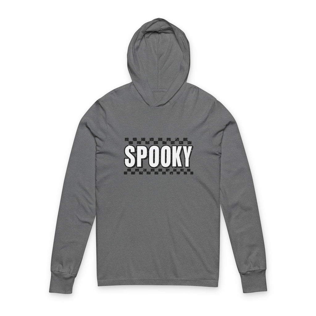Black/white spooky Hooded Long Sleeve Tee