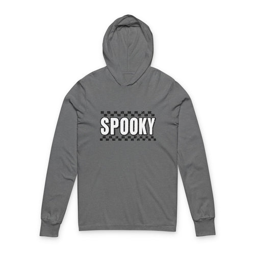 Black/white spooky Hooded Long Sleeve Tee